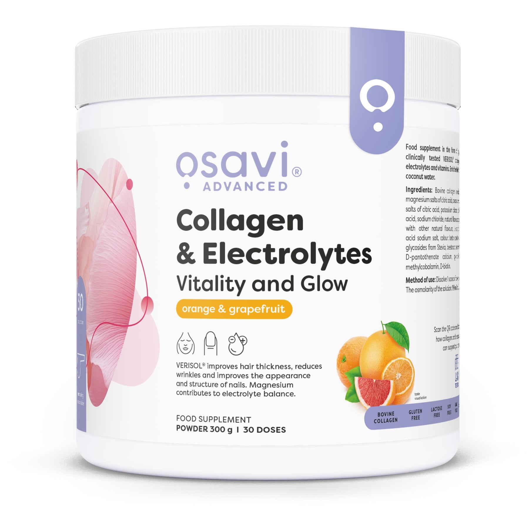 Collagen Electrolytes Vitality and Glow, Orange & Grapefruit - 300g