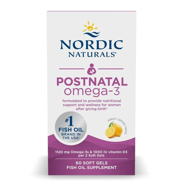 Postnatales Omega-3, 1120 mg Zitrone – 60 Weichkapseln