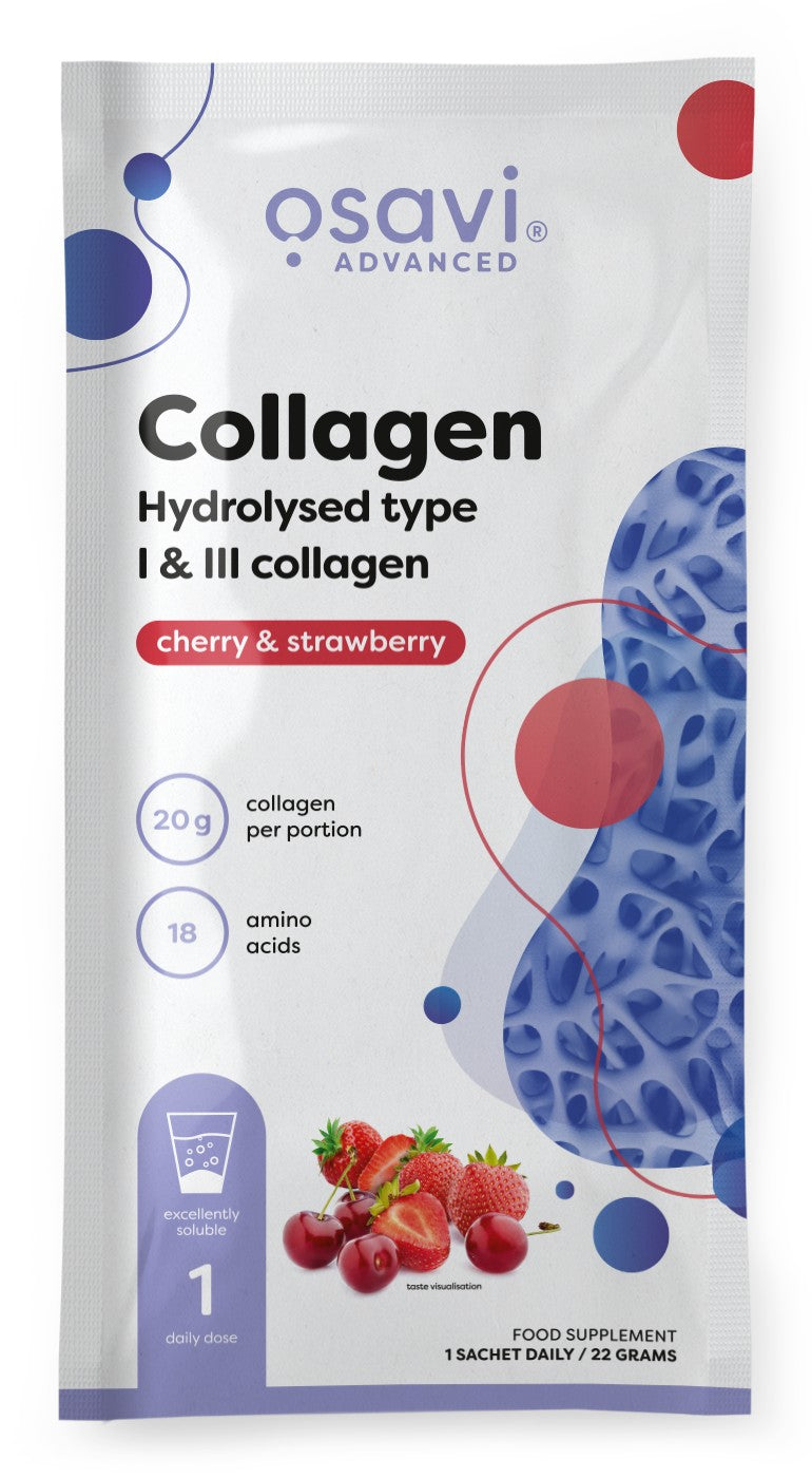 Collagen Hydrolysed Type I & III, Cherry & Strawberry - 22g (1 serving)