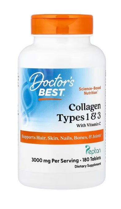 Collagen Types 1 and 3 with Peptan and Vitamin C, 3000mg - 180 tabs