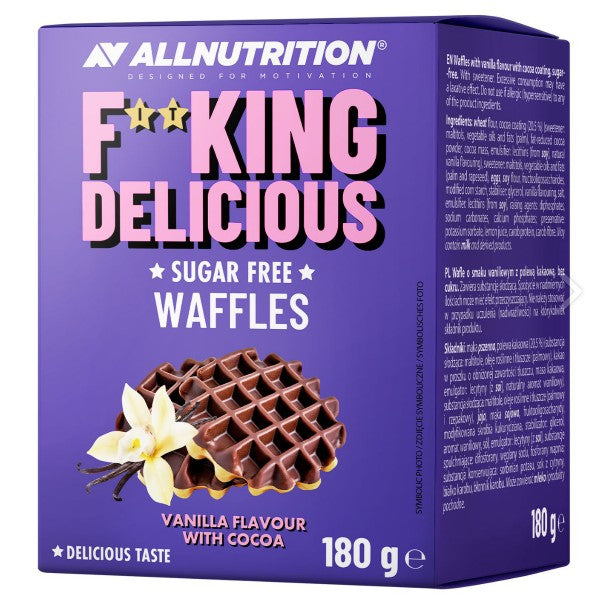 Fitking Delicious Waffles, Vanille-Geschmack mit Kakao - 180g