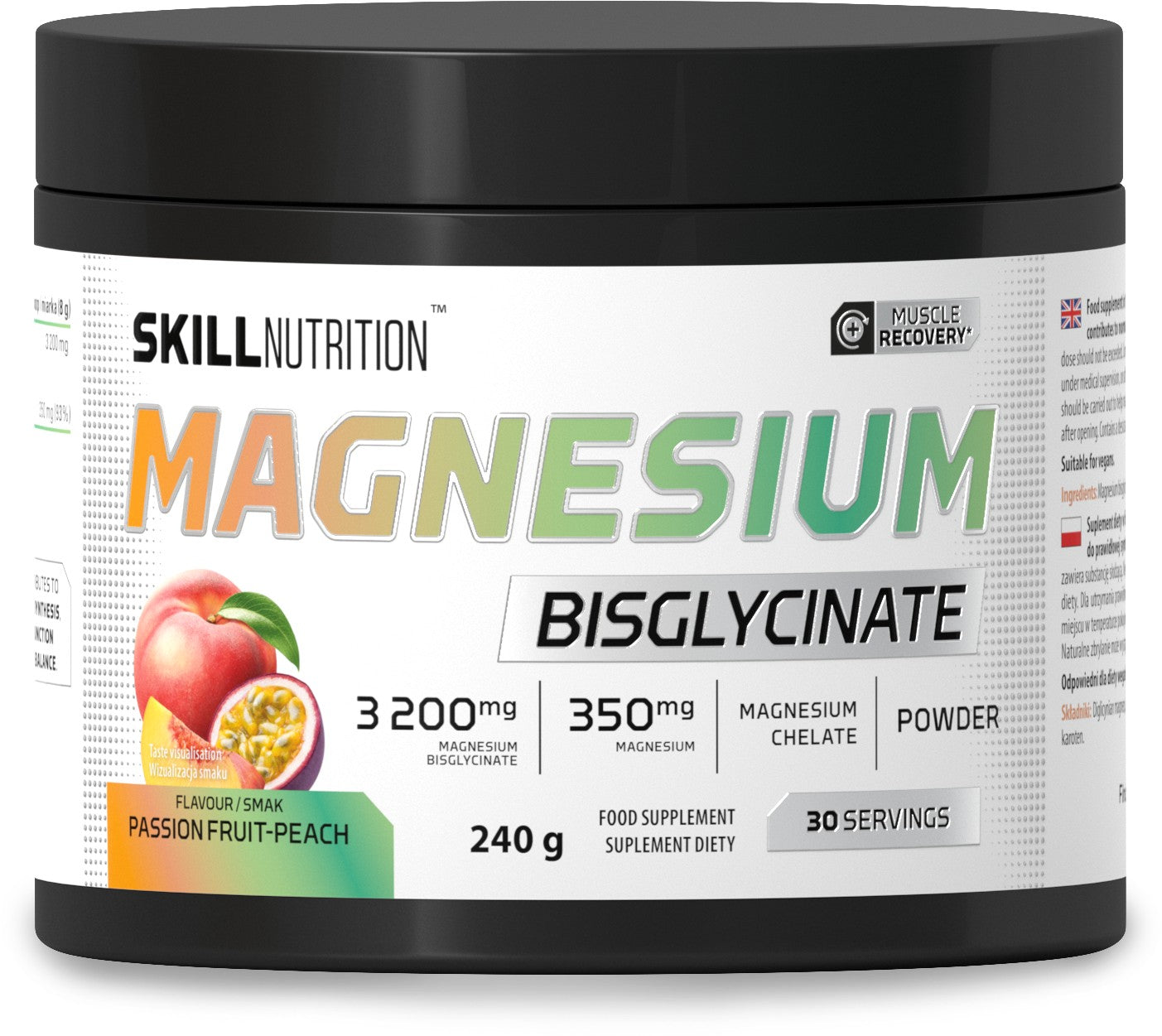 Magnesium Bisglycinate Powder, Passion Fruit-Peach - 240g
