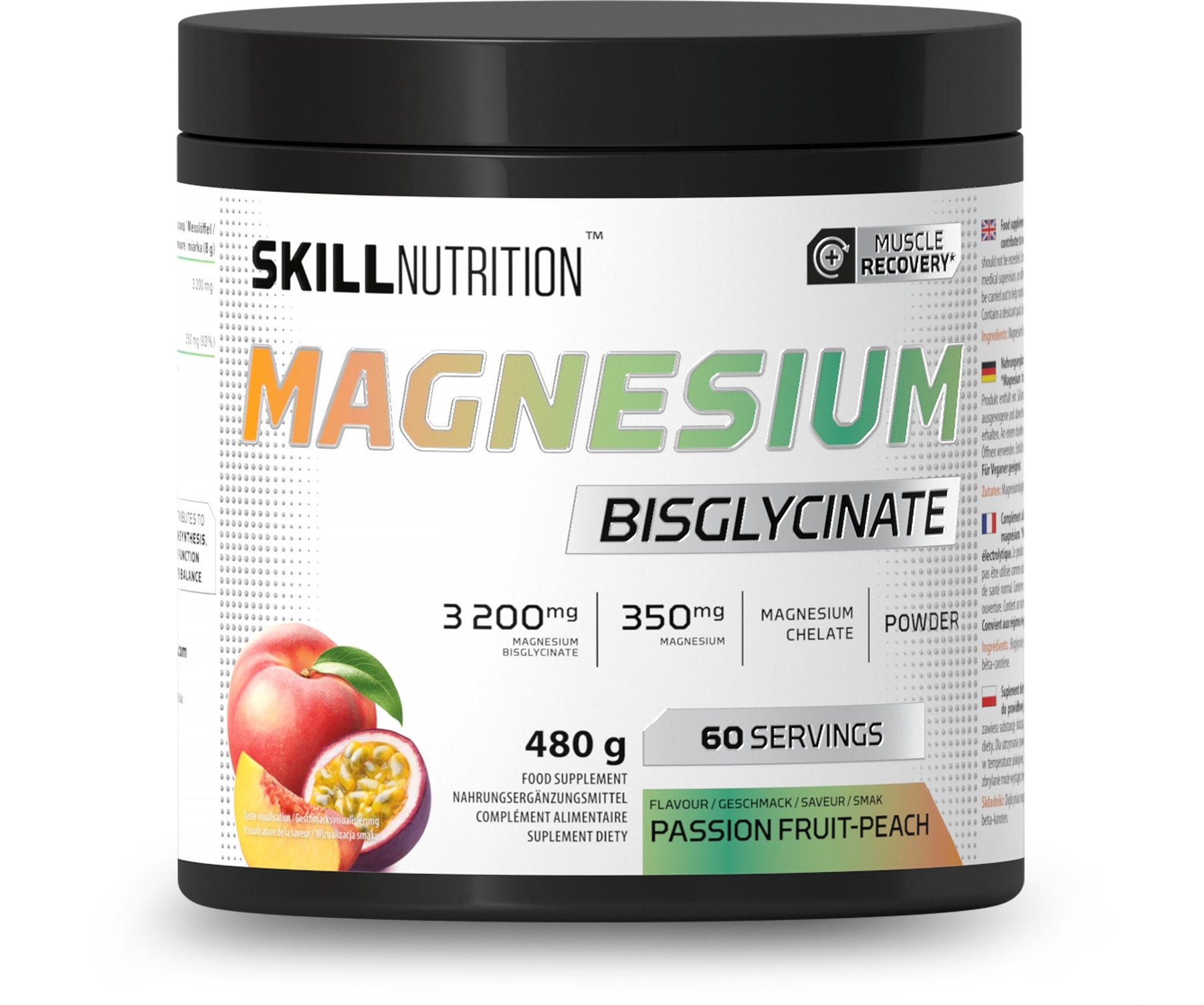 Magnesium Bisglycinate Powder, Passion Fruit-Peach - 480g