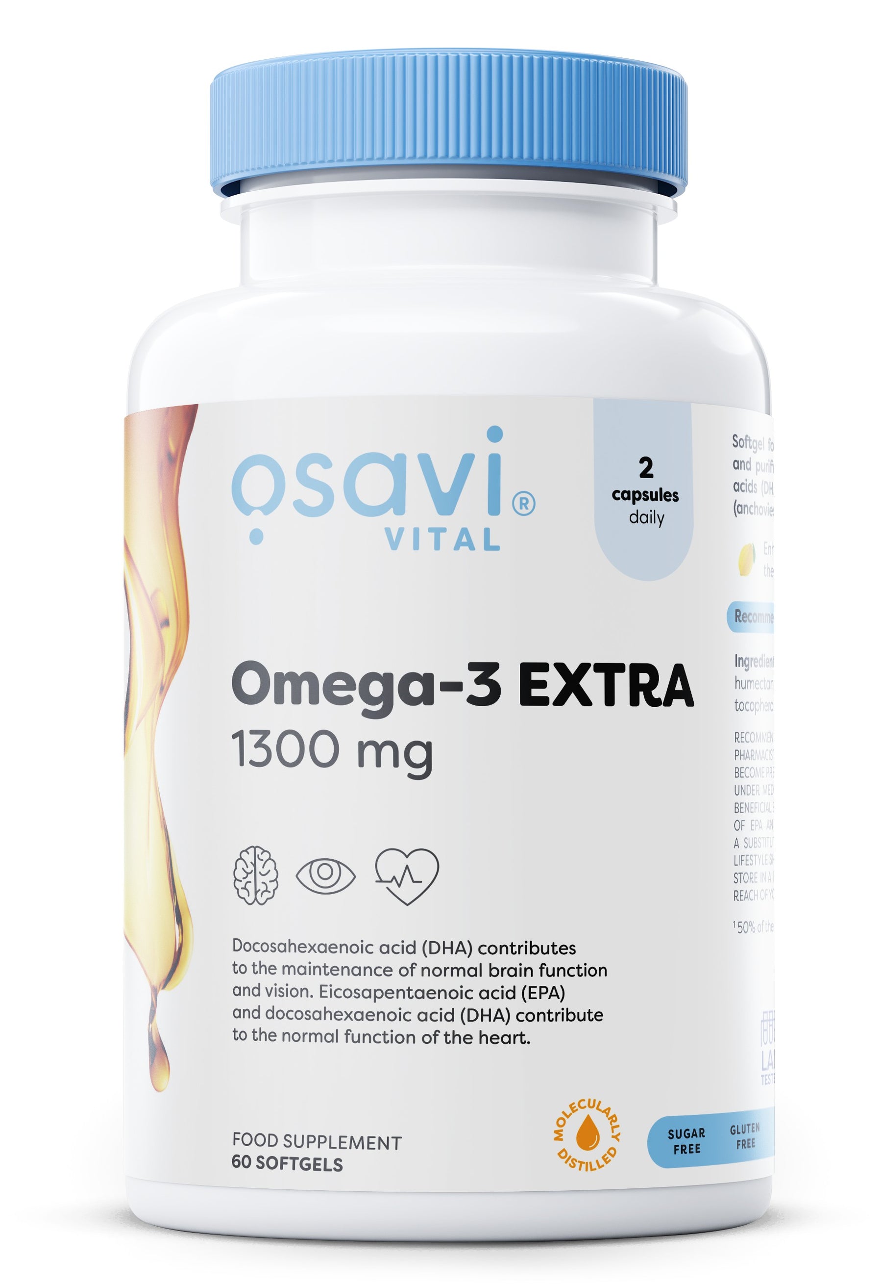 Omega-3 Extra Molecularly Distilled, 1300mg (Lemon) - 60 softgels