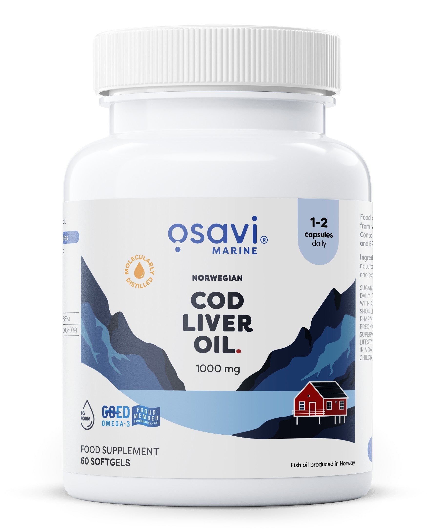Norwegian Cod Liver Oil Softgels, 1000mg (Lemon) - 60 softgels