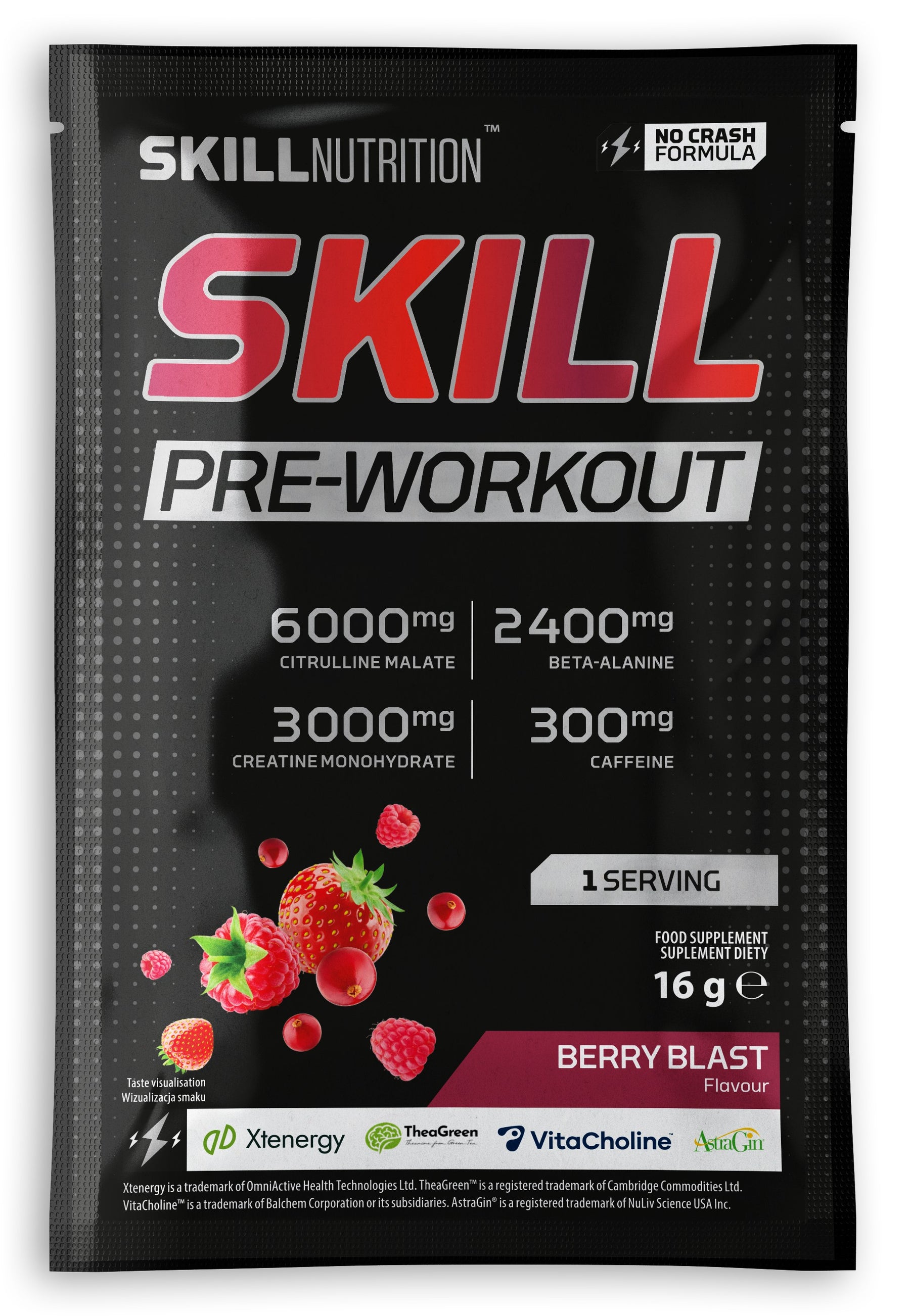 Skill Pre-Workout, Berry Blast - 16-16.5g (1 serving)