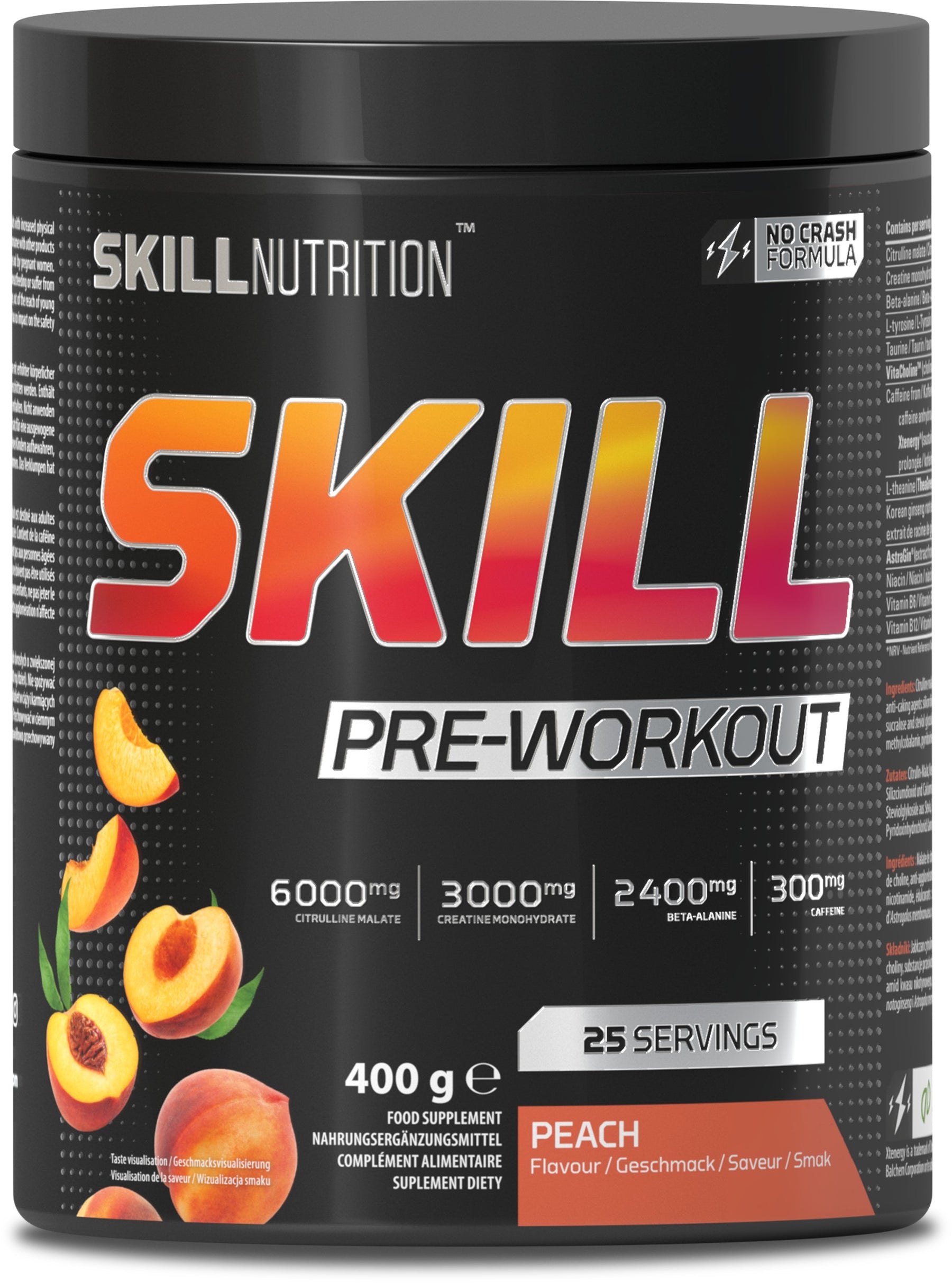 Skill Pre-Workout, Peach - 400-412g - Peach