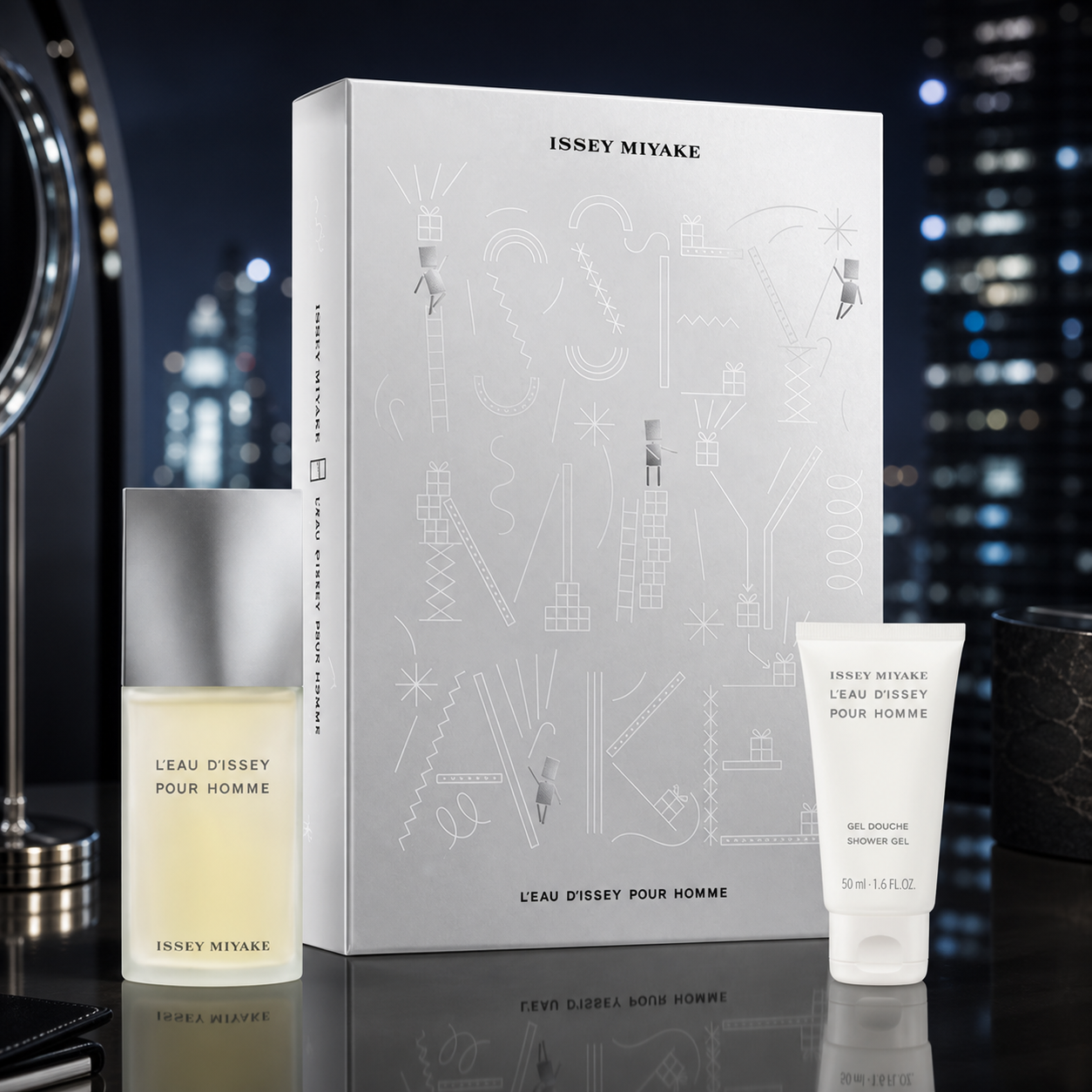 Issey Miyake L'Eau d'Issey Pour Homme 75ml EDT and 50ml shower gel evening lifestyle image