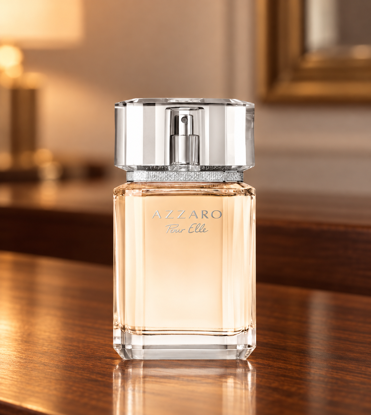 Azzaro Pour Elle Eau de Parfum 100ml bottle on walnut