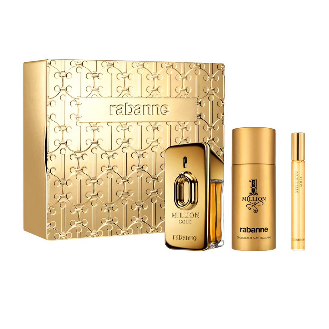Paco Rabanne Million Gold for him Gift Set 50ml EDP + 150ml Deodorant Spray + 10ml EDP
