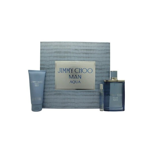 Jimmy Choo Man Aqua Gift Set 100ml EDT + 100ml Shower Gel + 7.5ml EDT