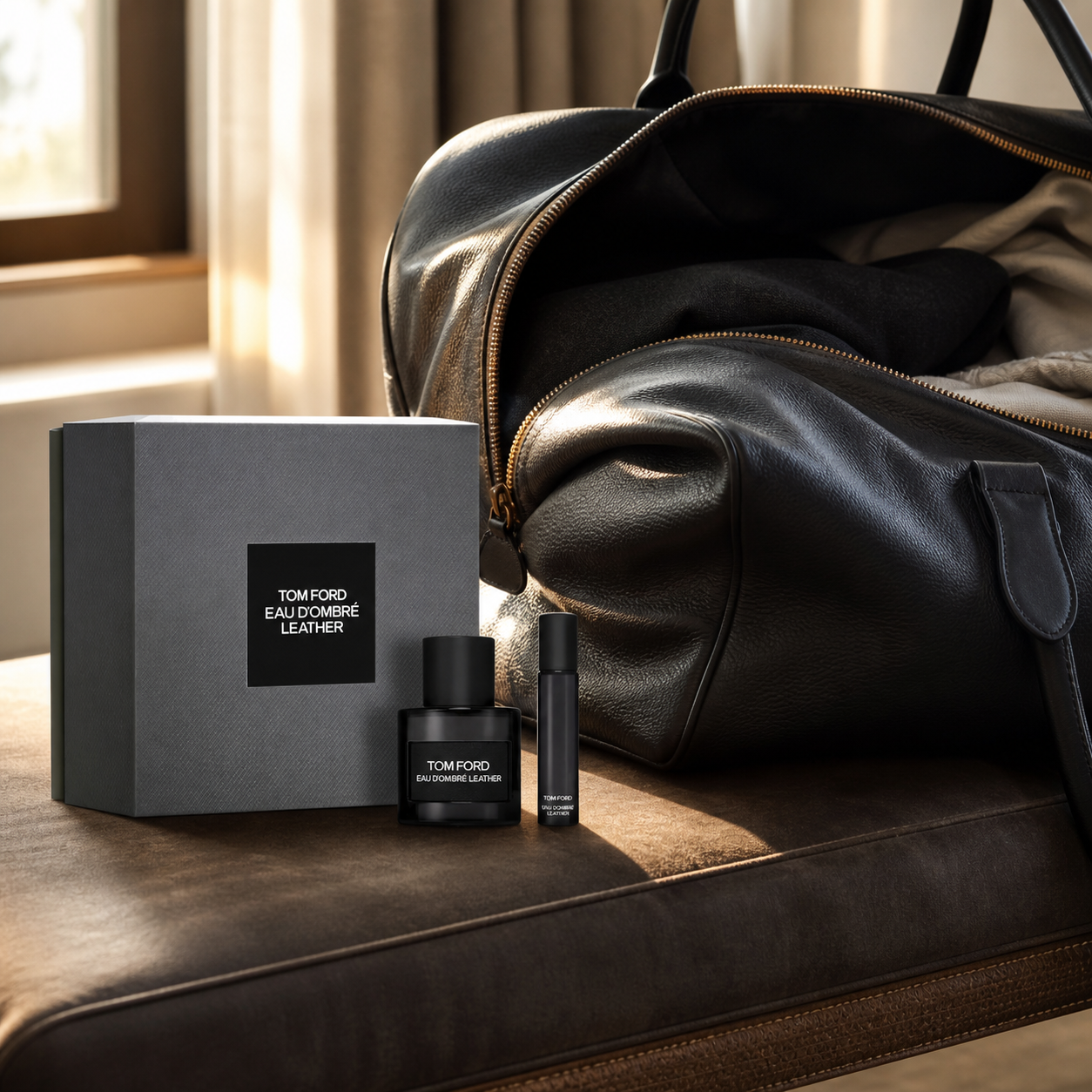Tom Ford Eau d’Ombré Leather gift set travel lifestyle image