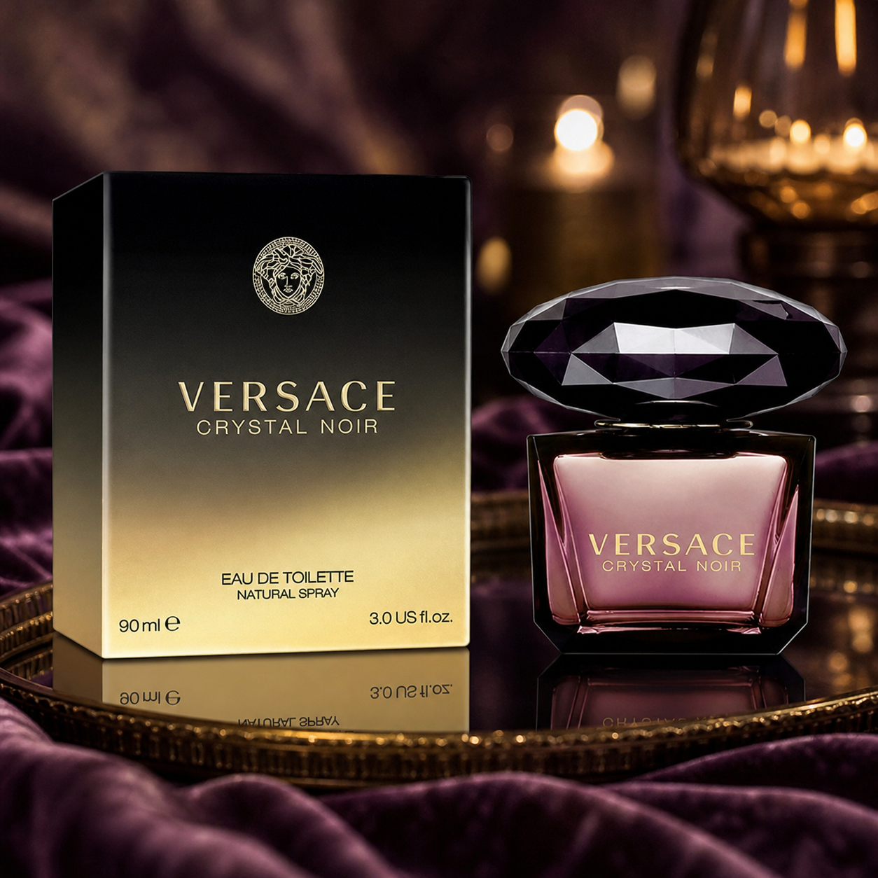 Versace Crystal Noir Eau de Toilette 90ml opulent evening lifestyle image