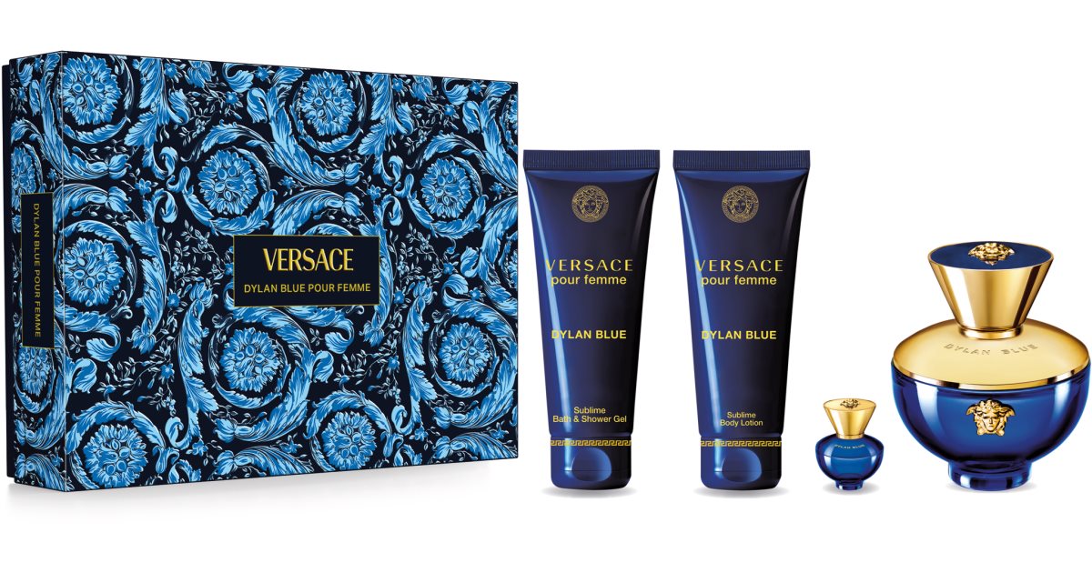 Versace Pour Femme Dylan Blue Gift Set 100ml EDP + 5ml EDP + 100ml Shower Gel + 100ml Body Lotion