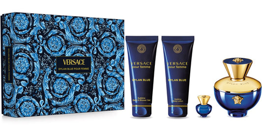 Versace Pour Femme Dylan Blue Gift Set 100ml EDP + 5ml EDP + 100ml Shower Gel + 100ml Body Lotion