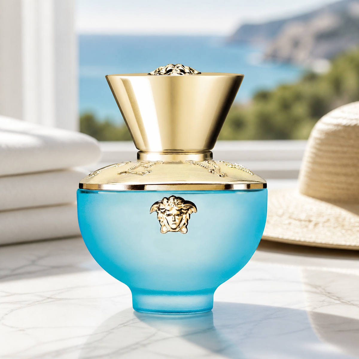 Versace Pour Femme Dylan Turquoise Eau de Toilette 100ml luxury resort lifestyle image