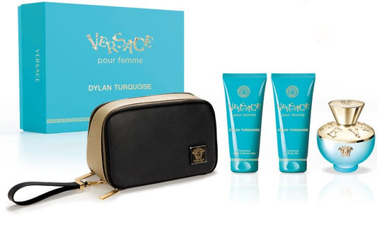 Versace Pour Femme Dylan Turquoise Gift Set 100ml EDT + 100ml Shower Gel + 100ml Body Gel+ Bag