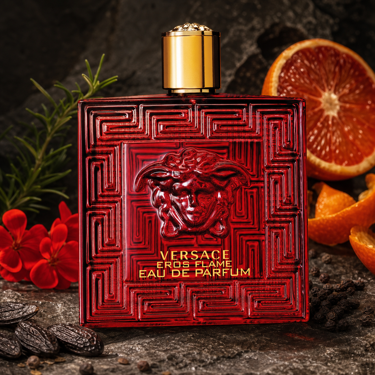 Versace Eros Flame Eau de Parfum 200ml ingredient still life image