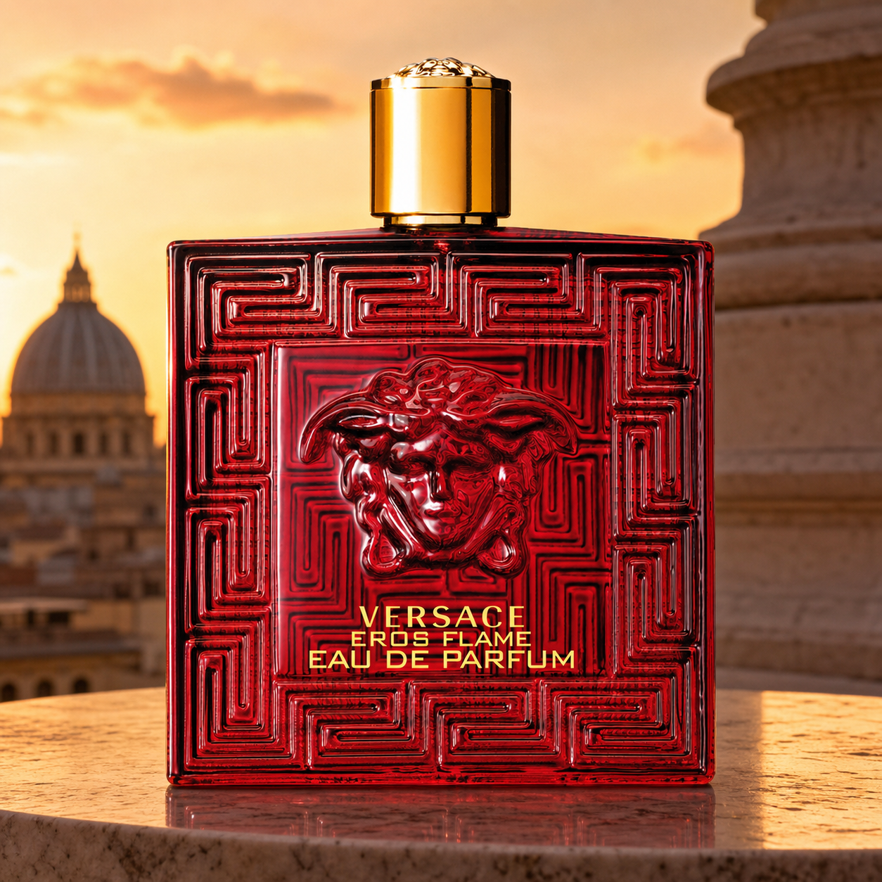 Versace Eros Flame Eau de Parfum 200ml Rome rooftop lifestyle image