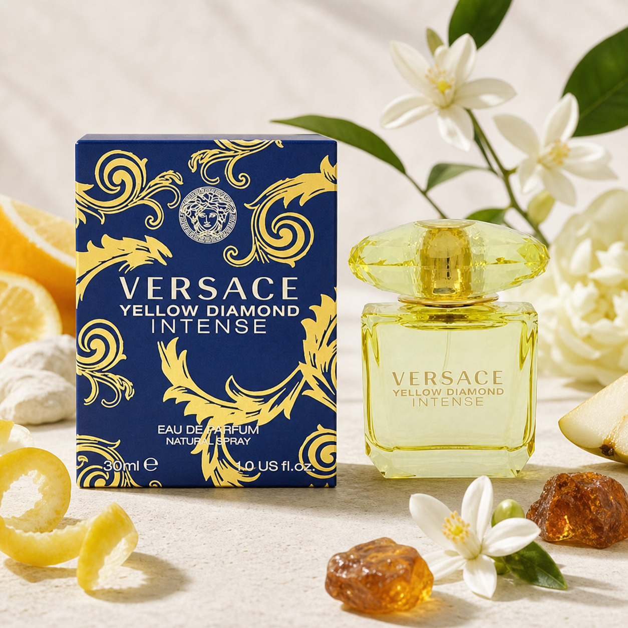 Versace Yellow Diamond Intense Eau de Parfum 30ml fragrance notes still life