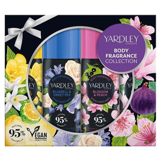 Yardley Body Spray Gift Set 50ml English Lavender + 50ml English Rose + 50ml Lily Of The Valley + 50ml English Honeysuckle