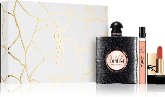 Yves Saint Laurent Black Opium Gift Set 90ml EDP + 10ml EDP + Mini Rouge Pur Couture Lipstick Nu Muse