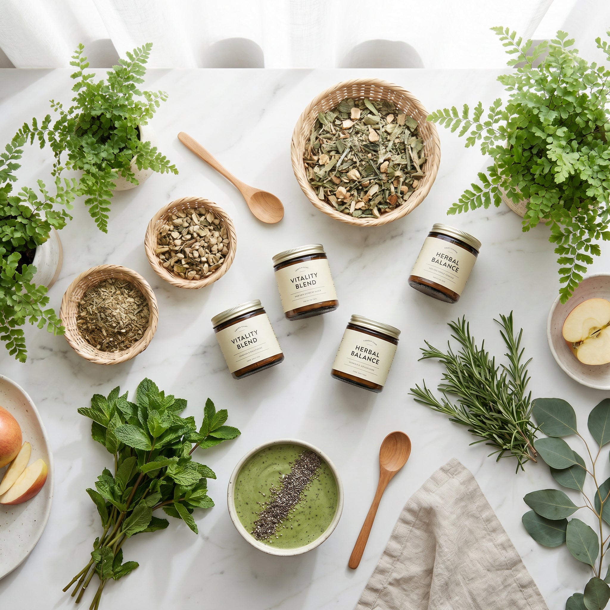 Premium wellness — herbs, supplements and botanicals lifestyle